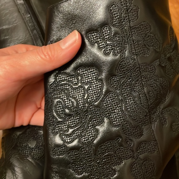 Michael Kors Genuine Leather Embroidered Bootie with Block Heel - Picture 7 of 7